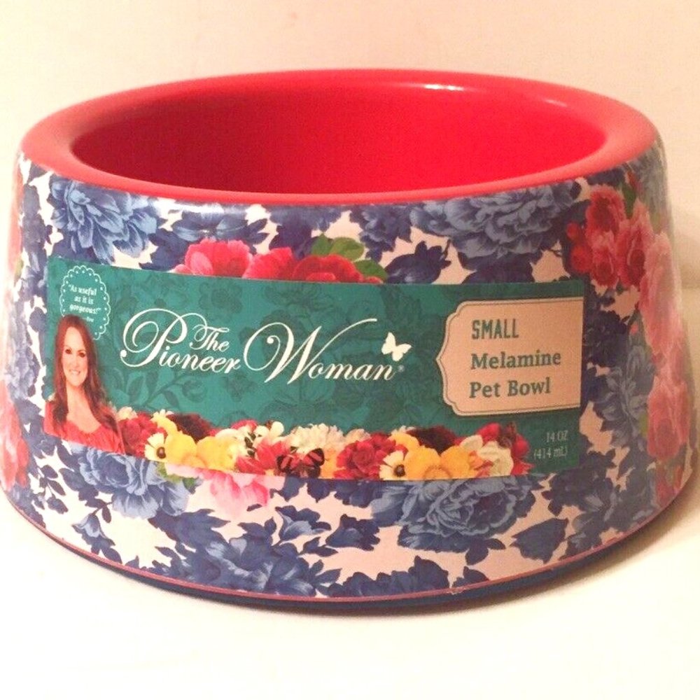 Pioneer Woman Pet Bowl Heritage Floral Blue Melamine Small 14oz Dog Cat Dish New